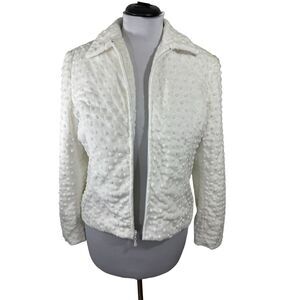 Mercedes New York Women's SZ 12 Vintage‎ Preowned Dotted Swiss Zipper Jacket